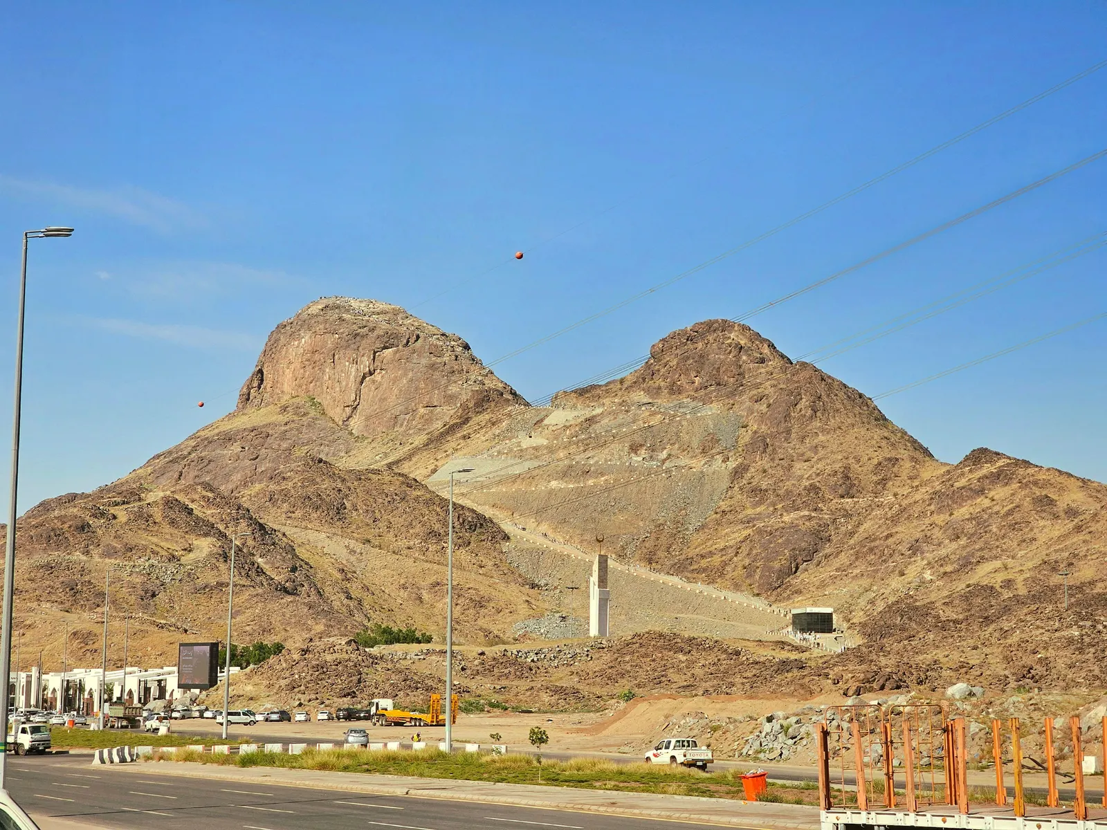 Rocky slopes of Jabal al-Nour in Makkah under a clear blue sky