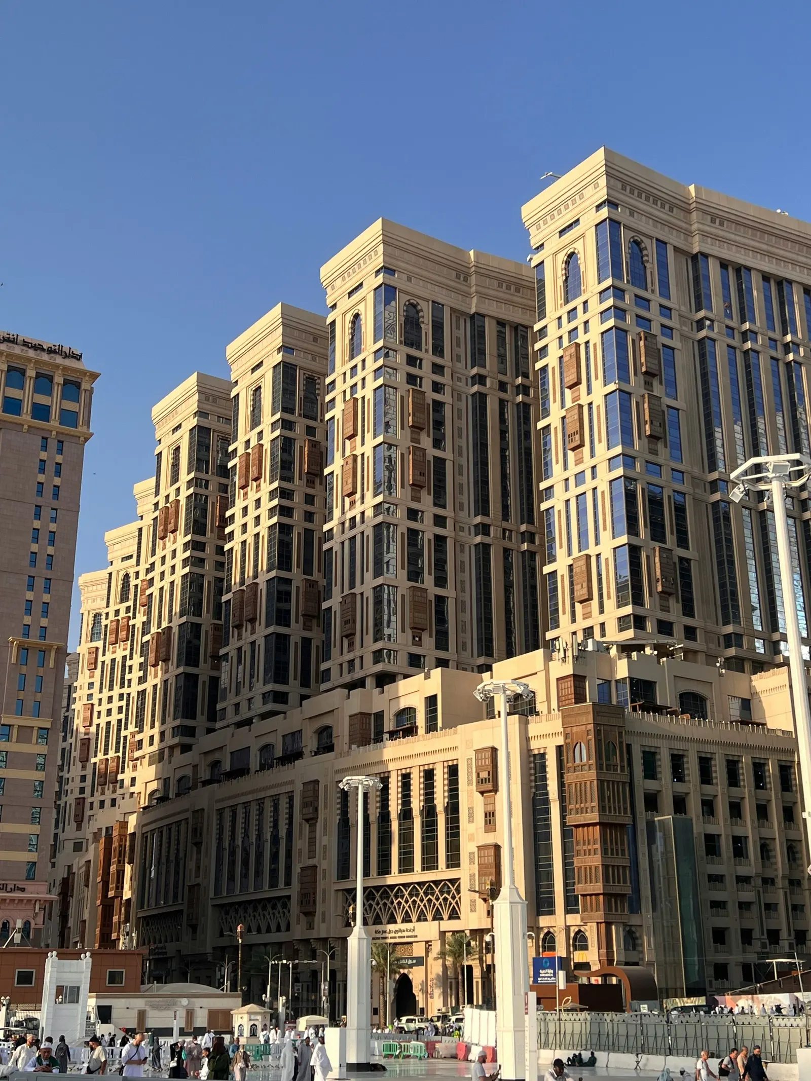 High-rise towers of the Jabal Omar development beside Masjid al-Haram in Makkah under a clear blue sky
